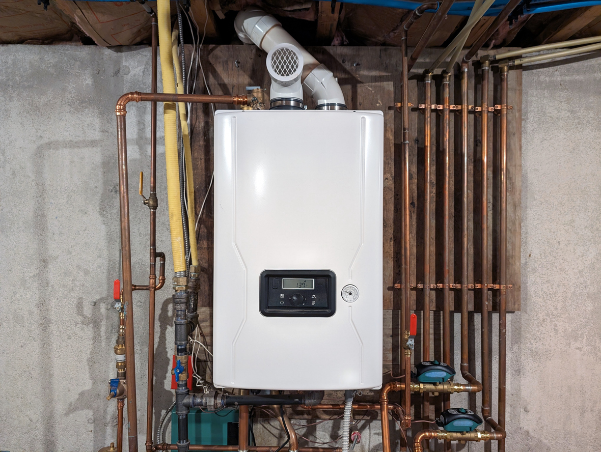 Straight-on color shot of a Tankless Combination Water Heater